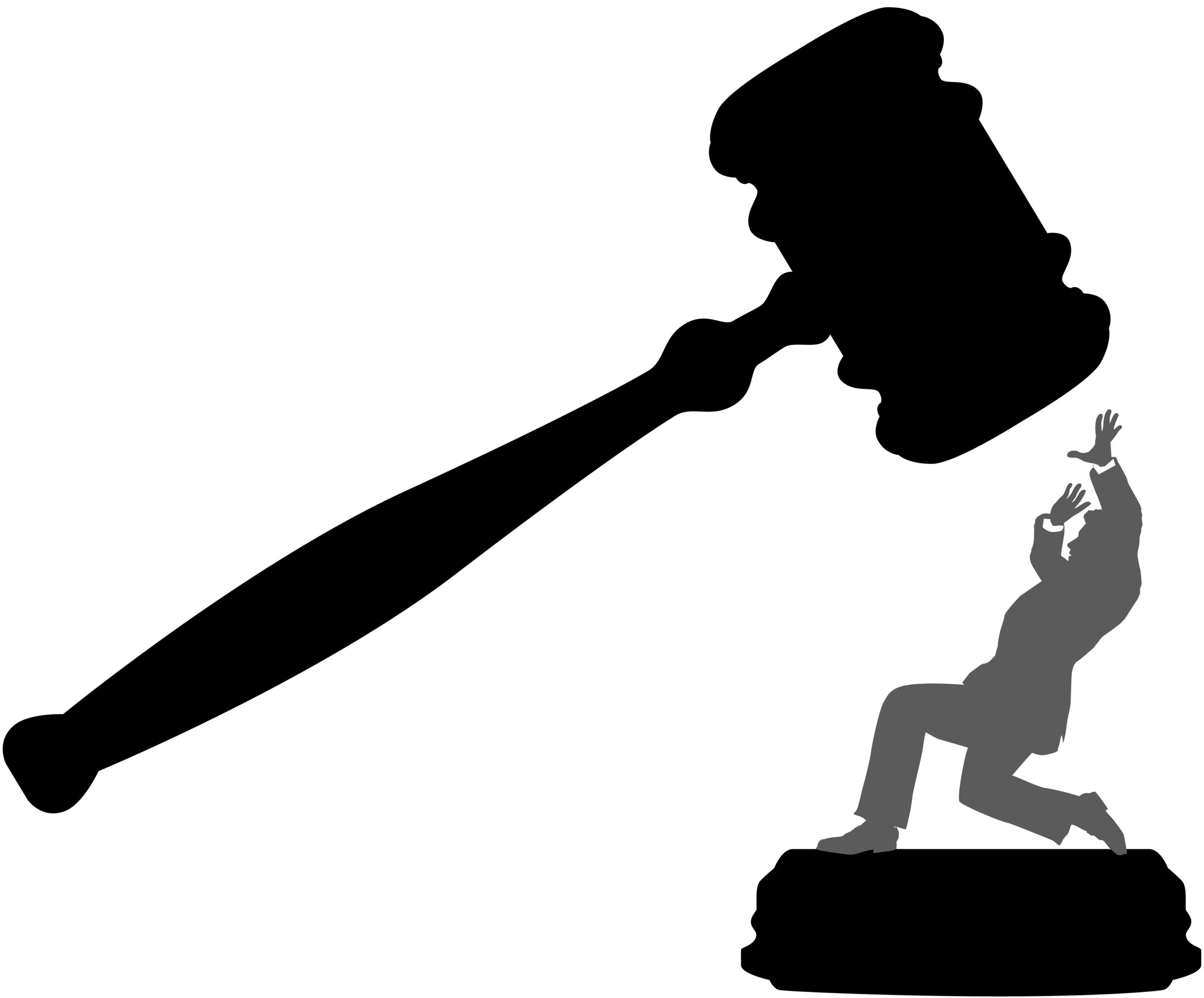 silhouette of gavel dropping on criminal