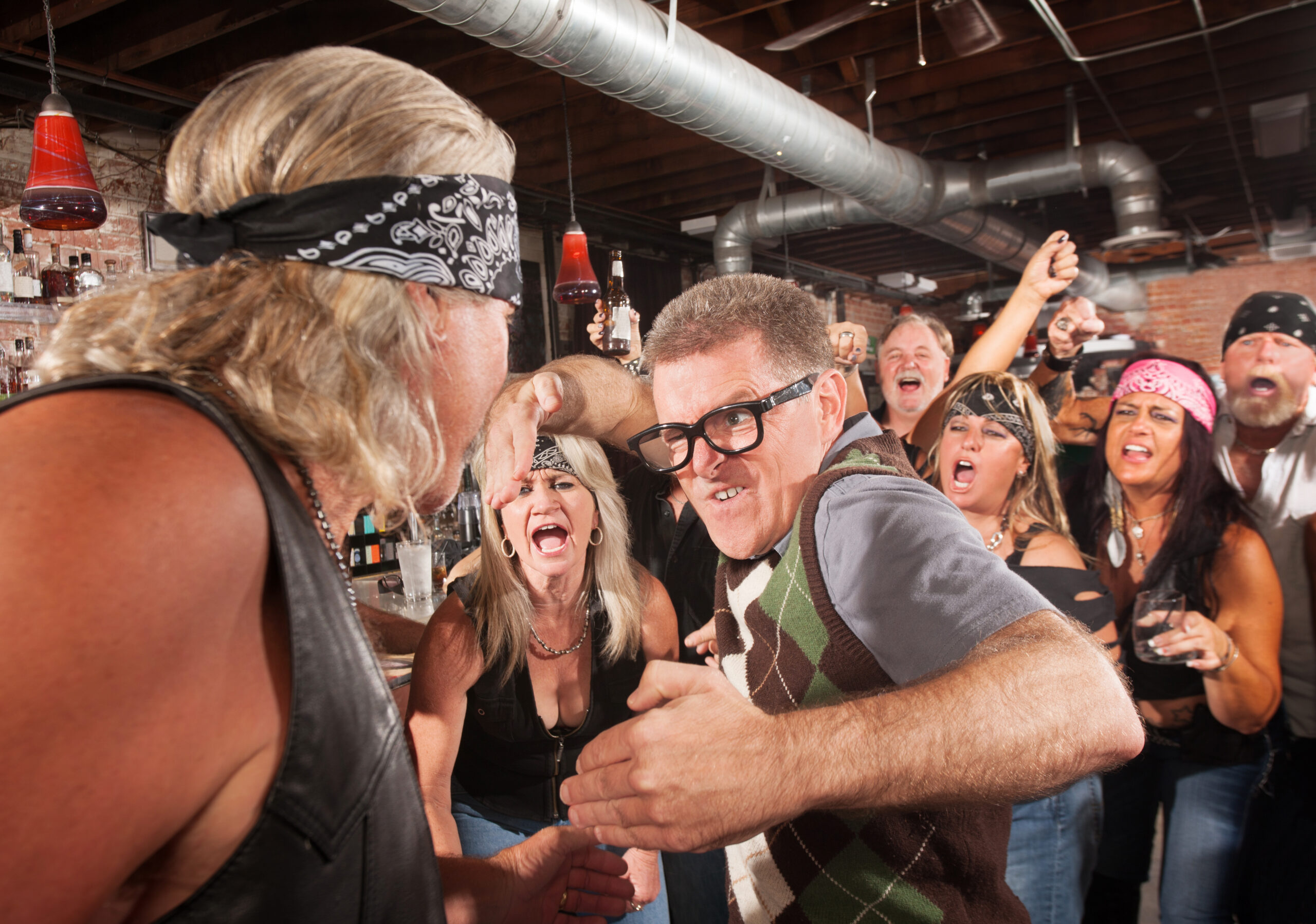 Nerd with Karate Chop in Bar Fight